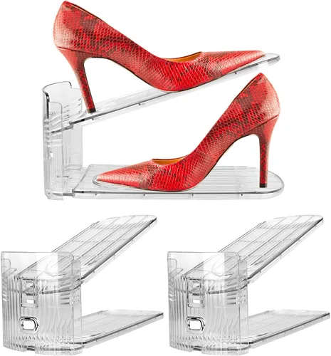 Miniatura 11 de Yes!Fresh Organizador de ranuras para zapatos, apilador de zapatos estilo boutique para un par de zapatos, zapatero separable para organización