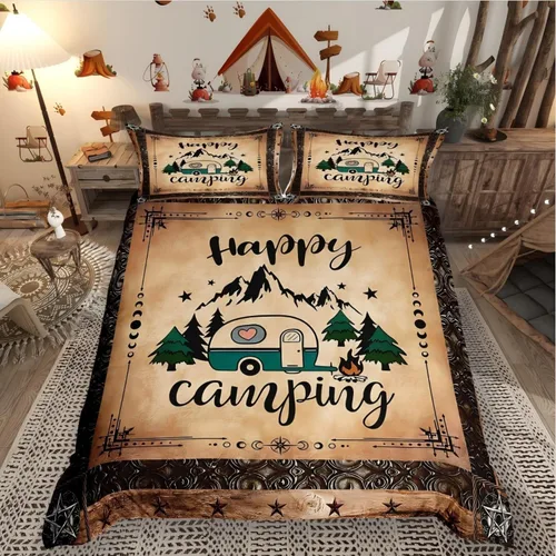 Miniatura 33 de Juego de funda de edredón con reglas de campamento, tamaño Queen para niños, funda de edredón rústica para campamento (sin edredón), funda de Multi