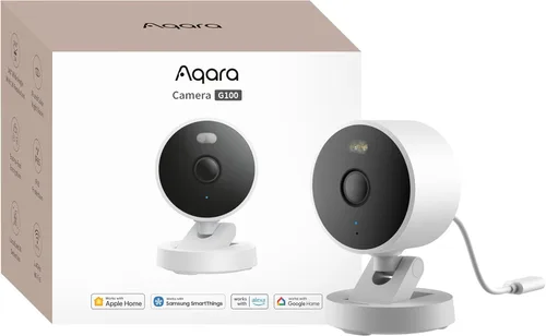 Aqara G100, cámara de seguridad para interiores/exteriores 2K, HomeKit Secure Video, audio de 2 vías, foco nocturno con visión nocturna en color/IR,