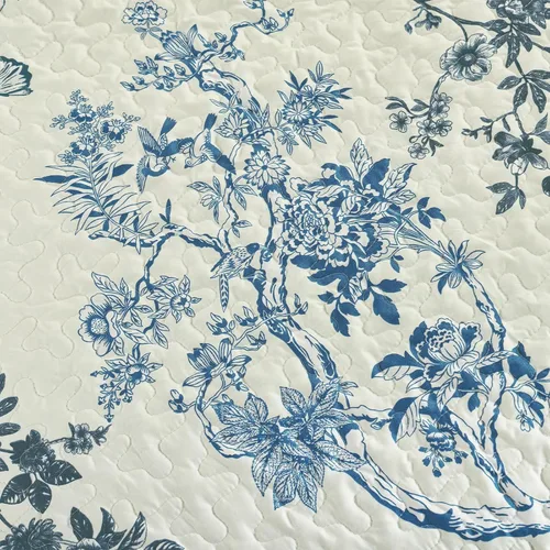 Miniatura 6 de WONGS BEDDING Juego de edredón floral matrimonial, juego de colcha con patrón botánico azul para mujeres, adolescentes y niñas, juego de ropa