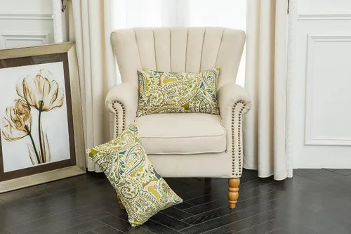 Miniatura 2 de Mika Home - Juego de 2 fundas de almohada oblongas rectangulares para sofá, sofá cama, silla, diseño de rayas paisley, 12 x 20 pulgadas, verde