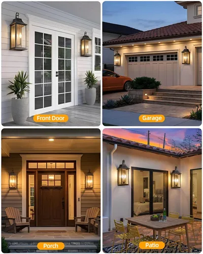 Miniatura 9 de RAYVO Luces de pared grandes de 21.5 pulgadas para exteriores del atardecer al amanecer, modernas lámparas exteriores de granja, aplique de porche