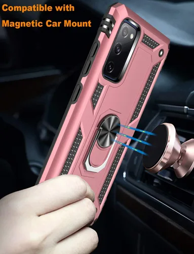 Miniatura 6 de LUMARKE Funda para Galaxy S20 FE con protector de pantalla, supera los 16 pies, probada en caídas, de grado militar, con soporte de anillo Oro Rosa