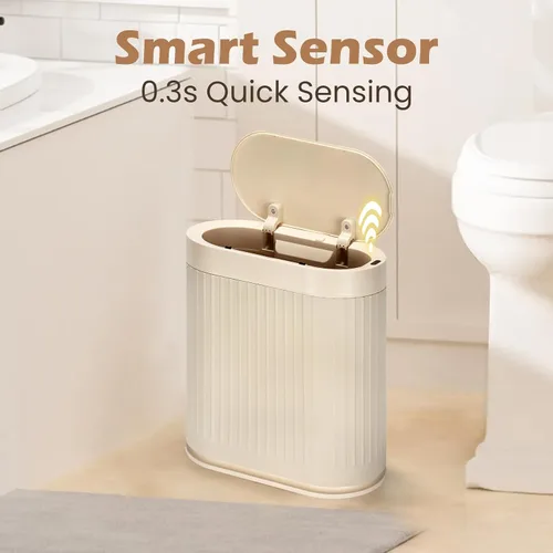 Miniatura 4 de SYNCVIBE Basurero de baño con tapa, cubo de basura automático con sensor de 2 galones, cubo de basura inteligente de 7.5 litros, sensor
