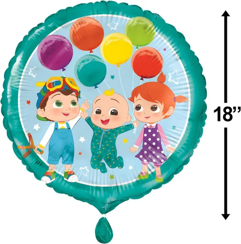 Miniatura 4 de Cocomelon - Globo redondo de aluminio, 18 pulgadas (1 unidad), globo colorido fácil de inflar, suministros de fiesta ideales para fiestas temáticas
