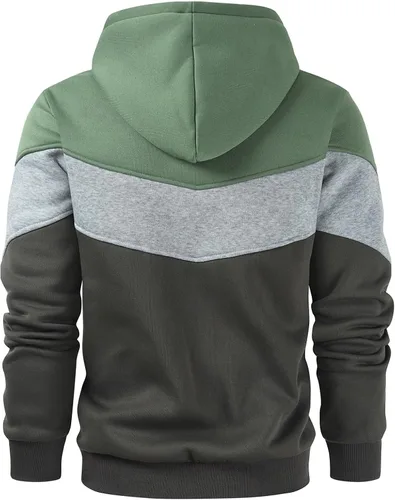 Miniatura 3 de Gesean Sudadera con capucha, de manga larga, para hombre, diseño de bloque de color, estilo informal, con bolsillo