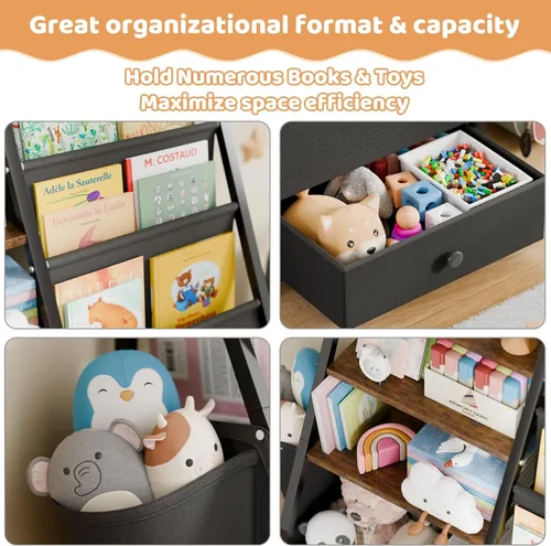 Miniatura 3 de HAVLOTII Estantería para niños y almacenamiento de juguetes, estante para libros para habitaciones de niños, estantería para bebés para guardería