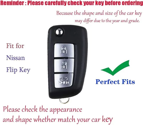 Miniatura 2 de Funda para llavero para Nissan Rogue, Select, Sport, Sylphy, Pulsar, Sentra - Funda con tapa de 3 botones para accesorios Nissan, llaveros Azul
