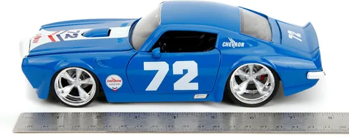Miniatura 6 de Jada Big Time Muscle Chevron 1:24 1972 Pontiac Firebird - Coche fundido a presión, juguetes para niños y adultos (azul)