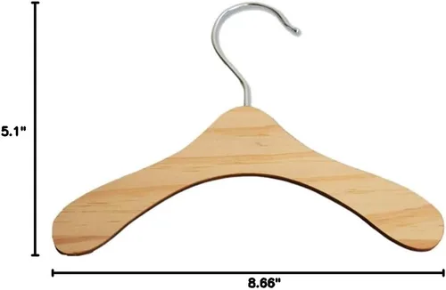 Miniatura 10 de Paquete de 5 perchas de madera, colgador de ropa para perros de 8.6 pulgadas, perchas pequeñas para vestido de muñeca, ropa, vestidos, accesorios (L)
