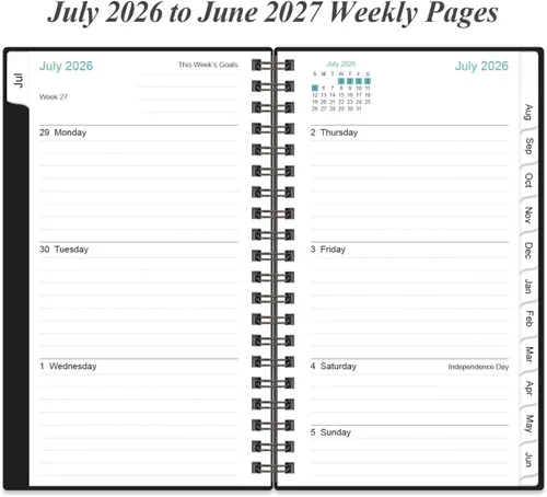 Miniatura 4 de Agenda de bolsillo 2026 - Agenda semanal y mensual 2026 de enero de 2026 a diciembre de 2026, pestañas de 12 meses, 3.75 x 6.75 pulgadas, verde