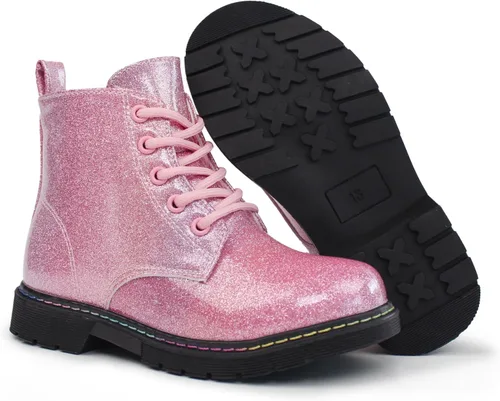 Miniatura 3 de Hawkwell Botas de trabajo de combate de patente para niñas y niños con cremallera lateral (niños pequeñosniños grandesjóvenes), 0 Toddler