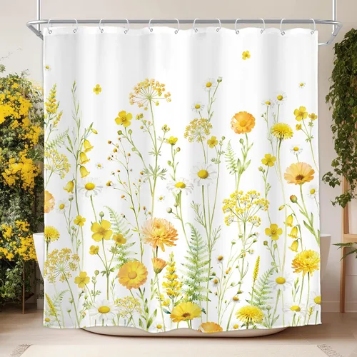 Miniatura 12 de Homewelle Cortina de ducha floral roja para baño, 60 pulgadas de ancho x 72 pulgadas de largo, flor de cerezo, ciruela, estética asiática, japonesa