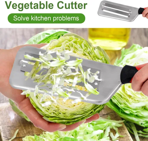 Miniatura 3 de Cortador de juliana de doble hoja, trituradora de repollo de acero inoxidable para ensalada de col y chucrut profesional cortador de verduras