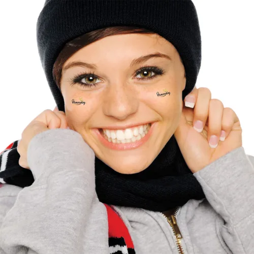 Miniatura 2 de Anderson's Juego de 100 calcomanías negras con purpurina para el cuerpo, tatuajes, Cheek Cheek Cheers, equipo para fanáticos de los deportes