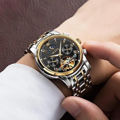 Miniatura 33 de OLEVS Relojes automáticos para hombre, esqueleto mecánico, de lujo, a la moda, reloj de pulsera luminoso impermeable