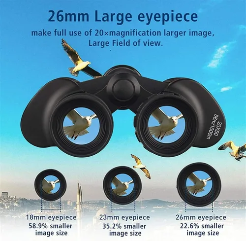 Miniatura 5 de Prismáticos de 20 x 50 para adultos HD luz de día y noche binoculares con lente BAK4 Prisma FMC para caza, observación de aves, concierto, etc. IPX7