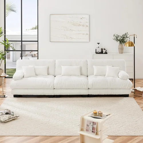 Miniatura 74 de Otomana beige para sofá modular modular, sofá individual, asiento otomano para sofá modular convertible, sofás de terciopelo para sala de estar