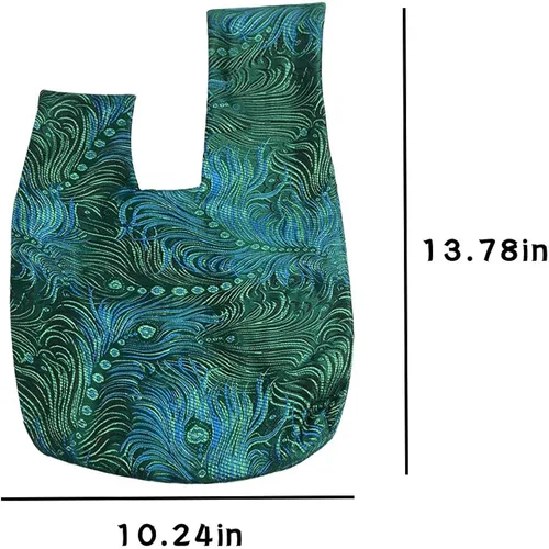 Miniatura 8 de BAR AUTOTECH - Bolsa de muñeca de algodón con patrón japonés y manga con nudos, bolsa portátil de lona, regalo para niñas, niños, esposa, mujeres