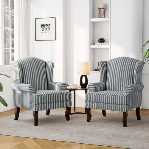 Miniatura 47 de Silla decorativa, sillón tapizado con respaldo alto con esponja de alta resistencia y patas de madera, sillas individuales modernas y cómodas de Un