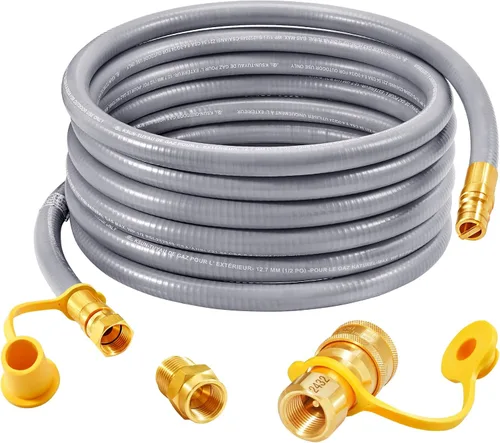 Miniatura 10 de GasSaf Manguera de gas natural de 3/8 pulgadas de diámetro interior, manguera de gas de conexión rápida de 24 pies con rosca de tubo hembra de 3/8 x