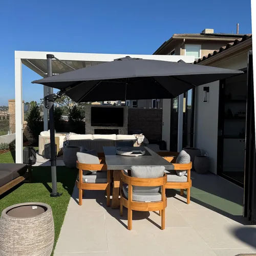 Miniatura 35 de PURPLE LEAF Sombrilla de Patio de 8 Pies para Exteriores Sombrilla Cantilever Cuadrada de Aluminio Sombrilla Offset con Rotación de 360 Grados
