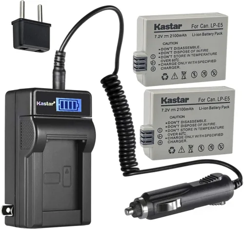 Miniatura 5 de Kastar LP-E5 LCD AC cargador de batería compatible con Canon LC-E5 LC-E5 LC-E5E cargador, Canon EOS Rebel XSi, EOS Rebel XS, EOS Rebel T1i, EOS