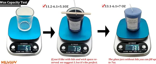 Miniatura 5 de MILIVIXAY Paquete de 12 unidades de tarros de vela de 7 onzas de vidrio transparente con tapas y kits para hacer velas - Tarros de vela vacíos a