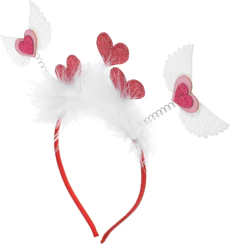 Miniatura 6 de LUOZZY Valentine Headband Pink Heart Headband Valentine Angel Wing Heart-Shaped Headpieces Valentines Day Hair Accessories