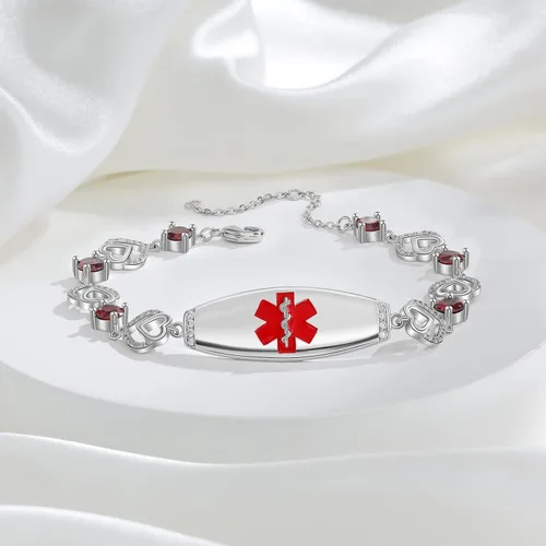 Miniatura 3 de Pulseras de identificación médica personalizadas de acero inoxidable para mujeres