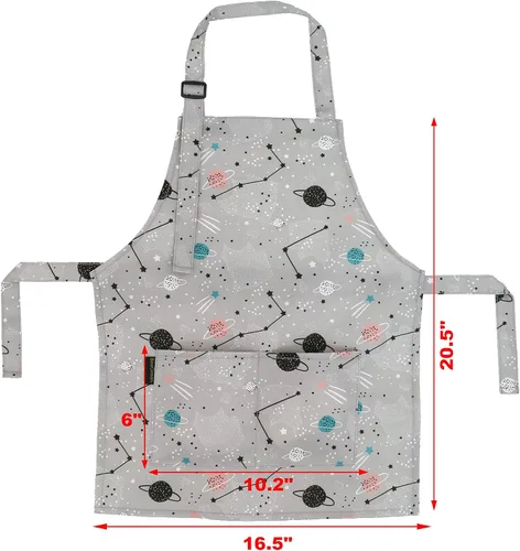 Miniatura 2 de Delantales de Cocina para Niños BeeGreen con Correa Ajustable Delantales de Cocina con Bolsillo Delantero para Niños Pequeños Pintura Hornear Artista
