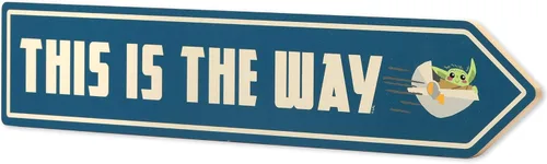Miniatura 2 de Open Road Brands Disney Star Wars: The Mandalorian Baby Yoda Arrow - Este es el camino - Decoración de pared de Baby Yoda con Grogu, The Child Azul