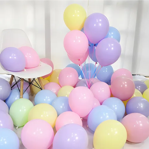 Miniatura 2 de Globos pastel de 10 pulgadas, 100 unidades de globos de color arcoíris de color caramelo de macarrón para bodas, cumpleaños, baby shower
