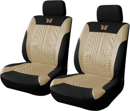 BESULEN Fundas de asiento delantero de automóvil, paquete de 2 protectores de asiento automotriz de mariposa, accesorios para el interior del