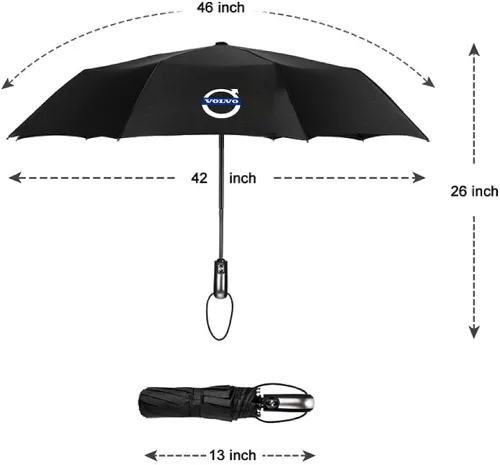Miniatura 6 de NEEARI Paraguas UV resistente al viento compatible con Volvo 10 varillas, paraguas automático de apertura y cierre, secado rápido, impermeable