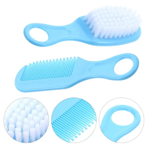 Miniatura 3 de EXCEART Juego de cepillo y peine para el pelo del bebé, cepillo de masaje para el cuero cabelludo para recién nacidos y niños pequeños, 1 juego