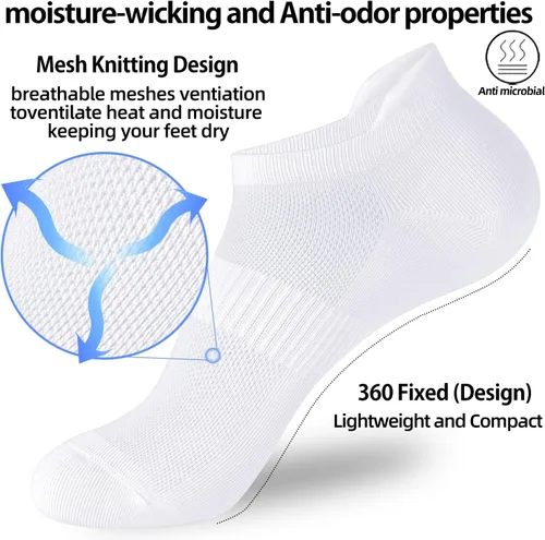 Miniatura 3 de Corlap Calcetines deportivos para correr al tobillo, delgados, invisibles, de corte bajo, para hombres y mujeres (5 y 8 pares)