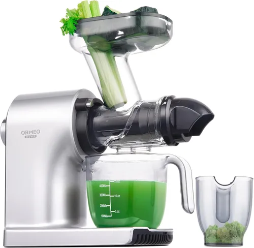 Miniatura 11 de Exprimidor de prensa en frío, máquinas exprimidoras Ormeo Home con canal de alimentación grande de 5.0 pulgadas para verduras y frutas enteras