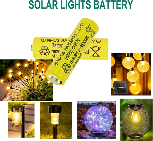 Miniatura 3 de Paquete de 12 baterías recargables de níquel cadmio de 1.2 V NI-CD AA de 800 mAh para paisajismo de jardín, luces de seguridad solares/exteriores
