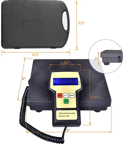 Miniatura 3 de Báscula electrónica de carga de refrigerante digital de alta precisión de 220 libras con funda, báscula de carga de refrigerante HAVC A/C