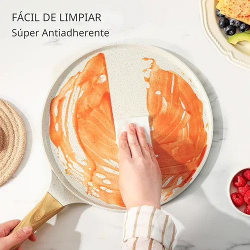 Miniatura 5 de SENSARTE - Sartén antiadherente con esparcidor, revestimiento Dosa, plana, 12 pulgadas con recubrimiento cerámico natural, con mango que se mantiene