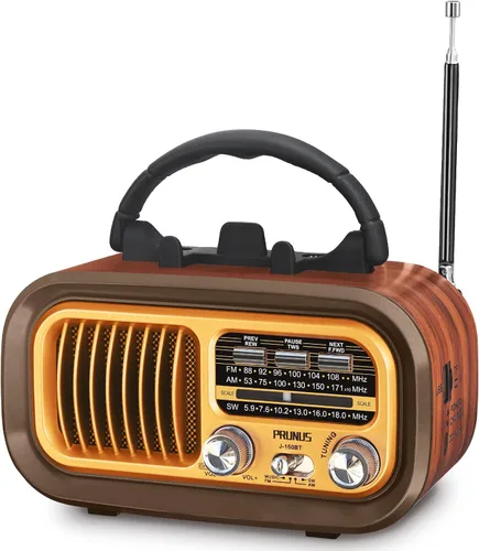 PRUNUS Altavoz Bluetooth de radio J150 Vintage/retro, Radio AM FM con Bluetooth, Radio Bluetooth, Soporte TF tarjeta/reproducción USB, TWS, Radio