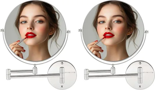 Miniatura 18 de OVENTE Espejo de maquillaje montado en la pared de 7 pulgadas con aumento 1X/10X, espejo redondo de tocador de baño de doble cara, diseño giratorio