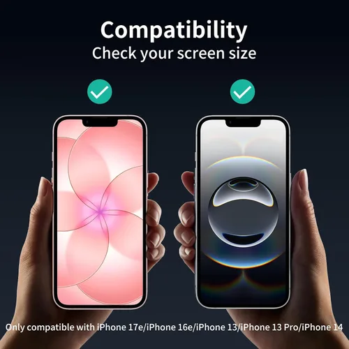 Miniatura 2 de Paquete de 2 protectores de pantalla de vidrio templado mate para iPhone 17e/16e/13 Pro/13/14, película de vidrio templado mate antirreflejos
