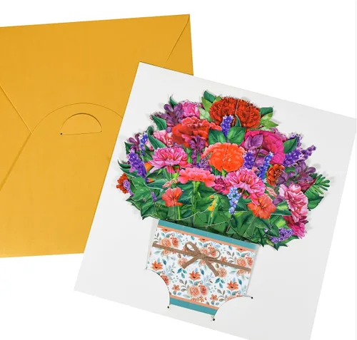 Miniatura 5 de Tarjetas de felicitación de ramo de flores de papel, tarjetas de felicitación emergentes 3D con tarjeta de notas y sobre para el día de la madre
