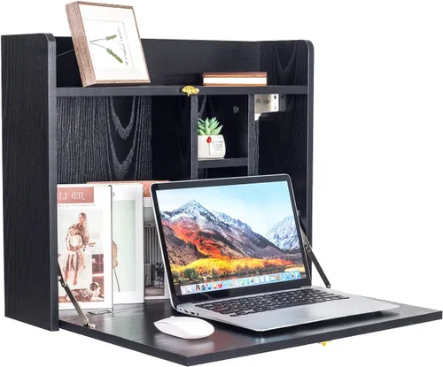 YU YUSING Mesa montada en la pared, multifuncional, plegable, montado en la pared, escritorio para computadora portátil con compartimentos de