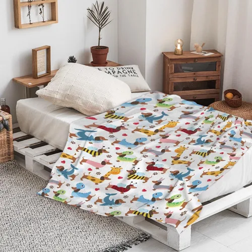 Miniatura 8 de Linda manta de franela de perro salchicha para niños, adultos, adecuada para sofá, cama, campamento, viajes, todas las estaciones, 30 x 40 pulgadas