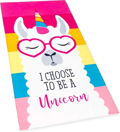 Miniatura 4 de Softerry - Toalla de playa personalizada con diseño de unicornio y llama, arcoíris rosa, 28 x 51 pulgadas (27.6 x 51.2 in), 100% algodón, terciopelo