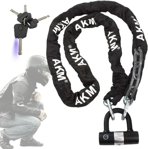 Miniatura 14 de AKM Candado de cadena para bicicleta de 47.2 in/4 pies, resistente, duradero, 0.472 in de grosor, antirrobo, cadena de bicicleta con 4 teclas