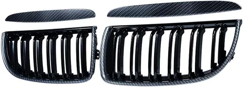 Miniatura 10 de Rejilla de Riñón Cromada con Malla Brillante en Negro Compatible con BMW 323i 325xi 330i 328i 328xi 335i 335xi E90 E91 Pre-LCI de 2005-2008
